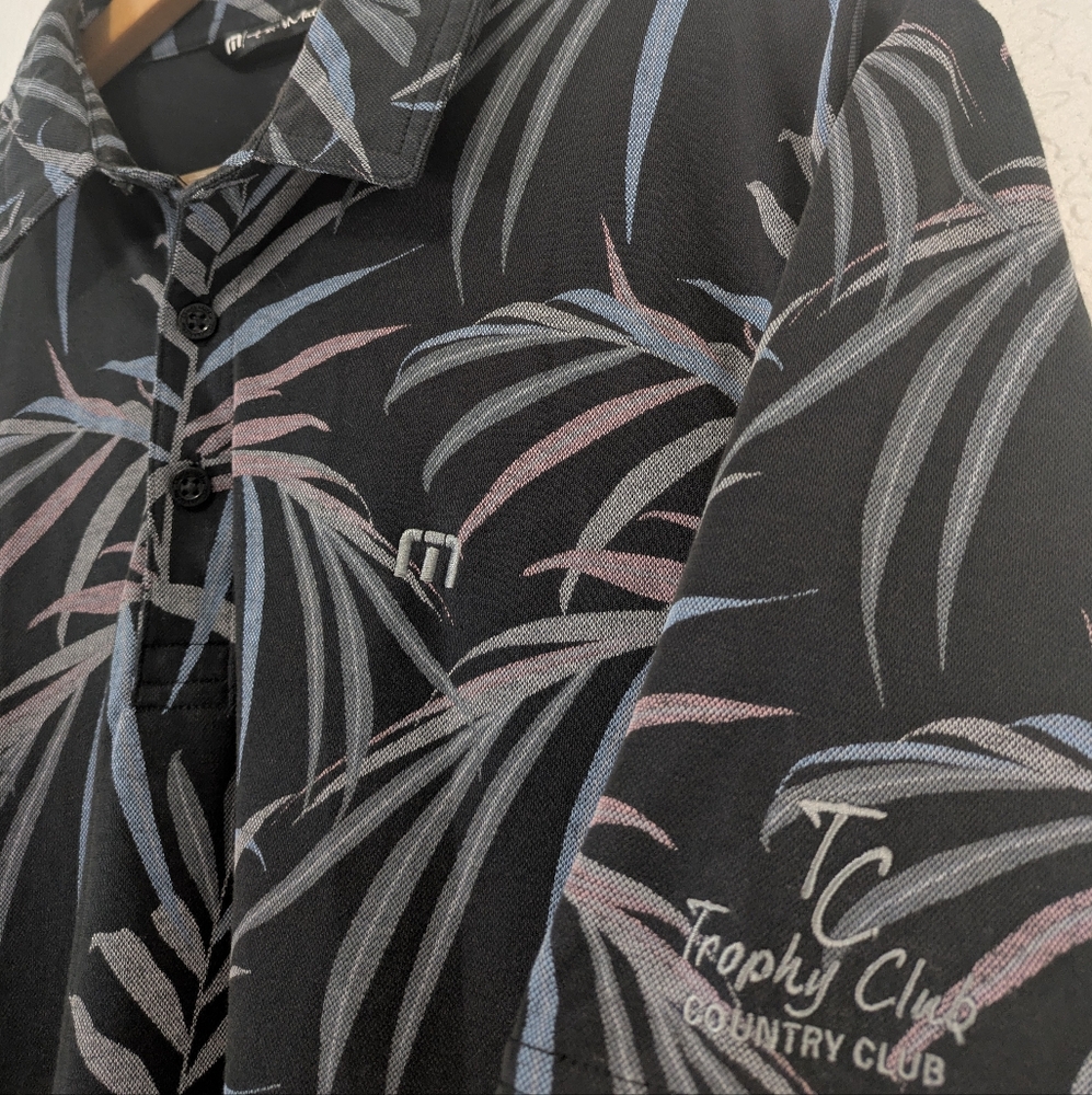 Travis Mathew Pima Cotton Blend Black Tropical Print Golf Polo - Picture 4 of 8